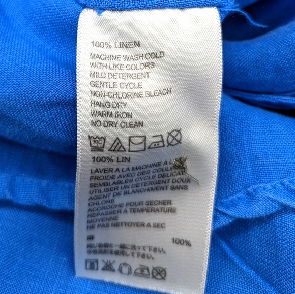 Tommy Bahama Blue Linen Button Down Shirt Blouse Women's Size Medium - Picture 6 of 6